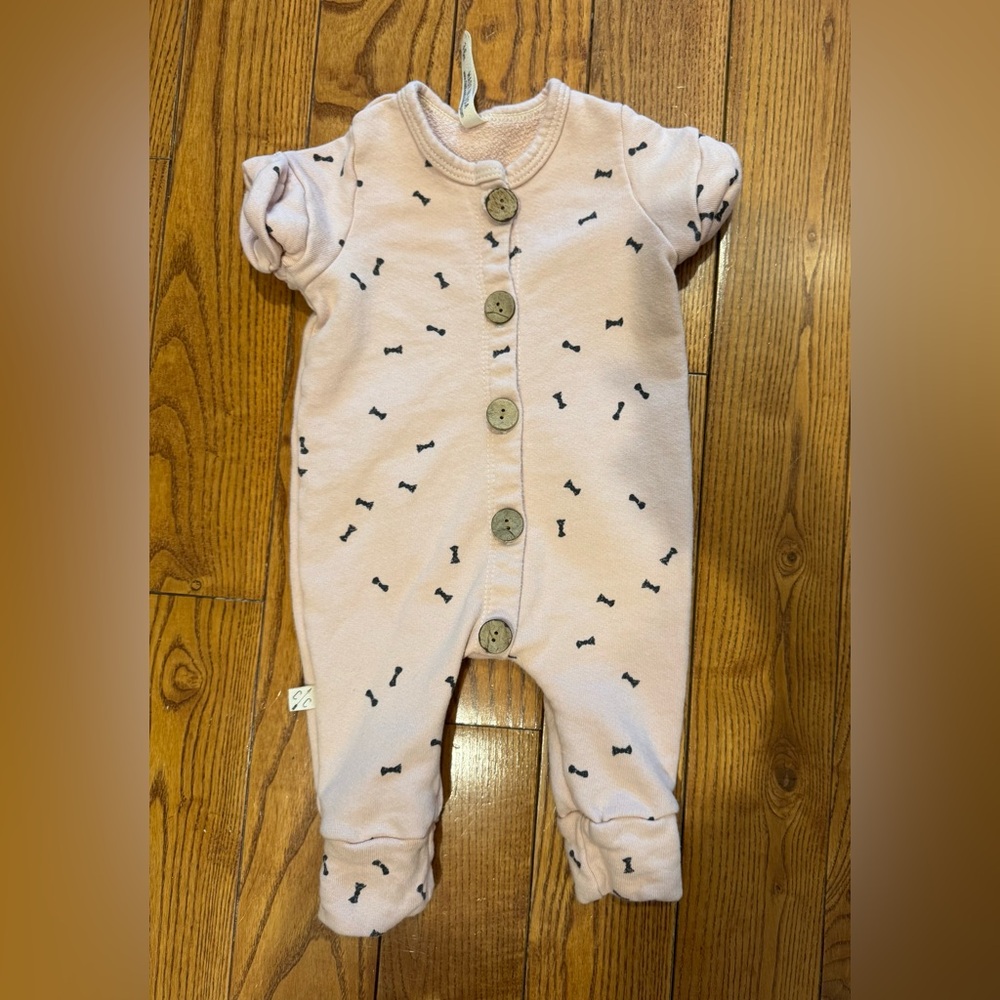 Childhoods one piece, pink with bows, 3-6 months